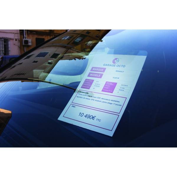 Support d'affiche de prix rigide en polycarbonate transparent à paris.